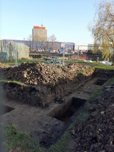Archaeological dig site in Grimsby