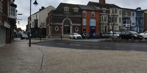 Sea View Street showing new paving and car park