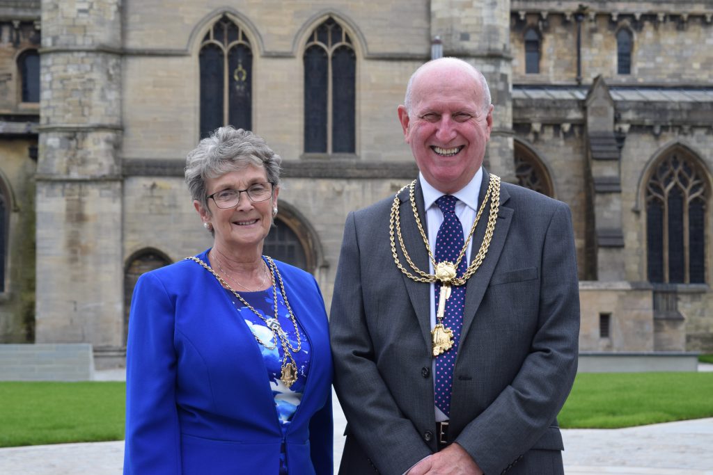 Mayor of North East Lincolnshire, Cllr David Hasthorpe and Madam Mayoress at St James Square
