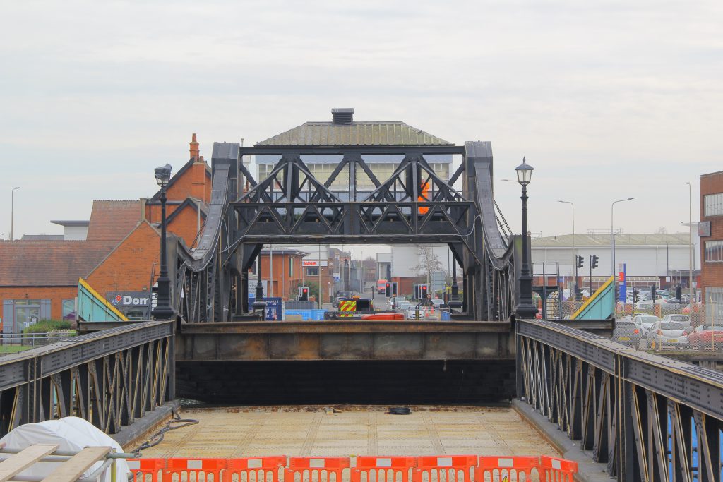 Corporation Bridge being lifted.