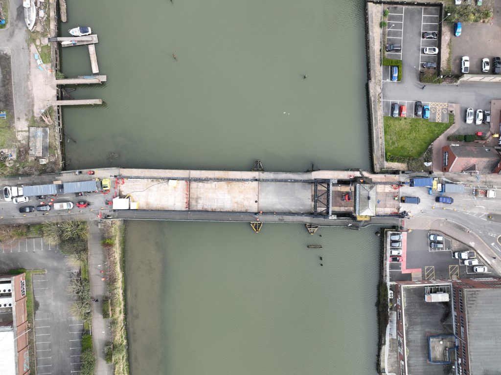 Drone footage of Corporation Bridge